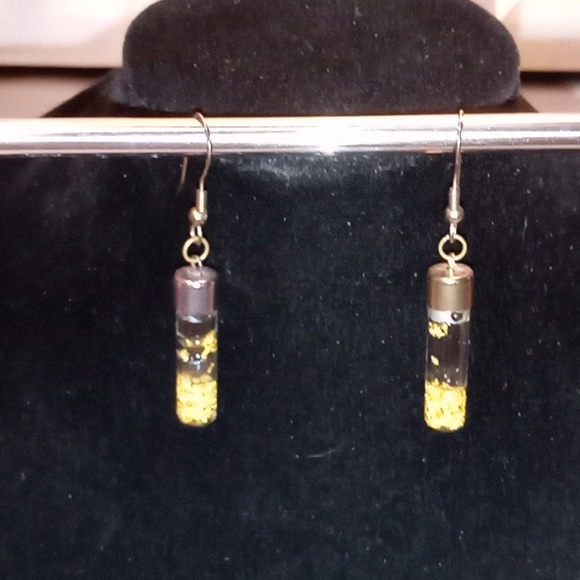 Gold Flaked Earrings- (Please read description) - Picture 1 of 9